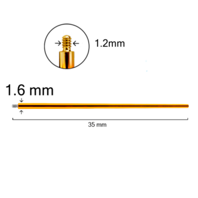 Insertion Pin Gold 1.6mm  para Piercings de Rosca Interna