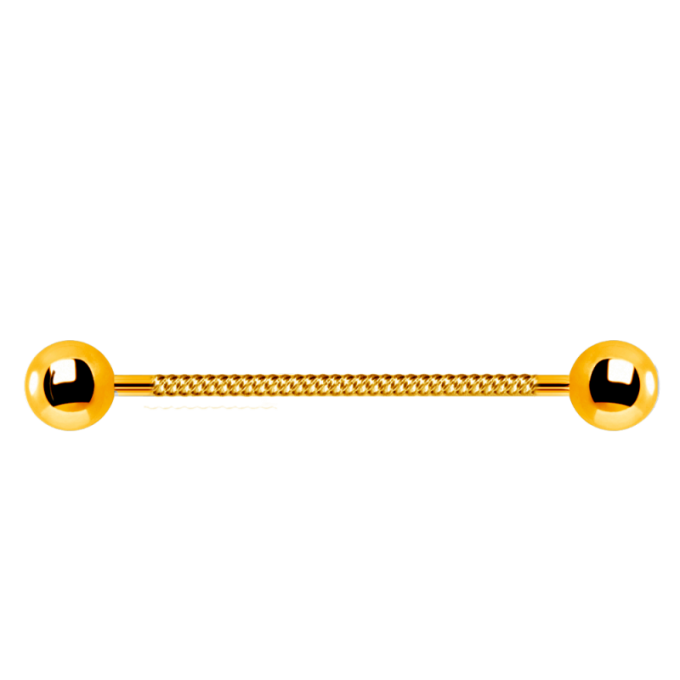 Barbell Industrial (Acero quirúrgico) con barra retorcida Chapado en oro 24K