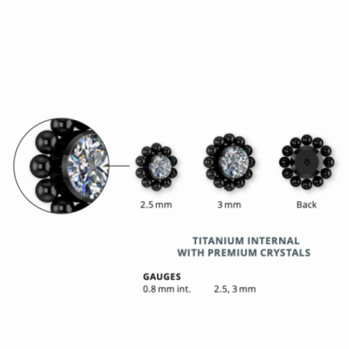 Helix Piercing Cartílago de la Oreja de Titanio ASTM F136 de Rosca Interna con Crystal