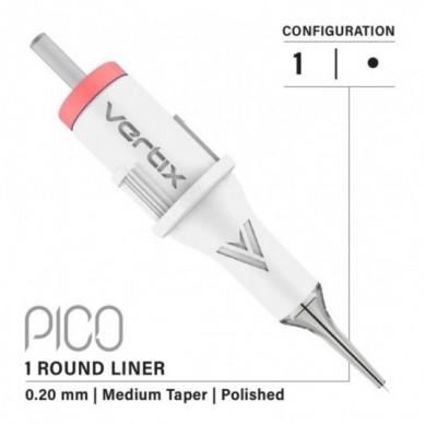 Vertix Pico 1RL / 0.20mm Medium Taper (paquete de 20 unidades)