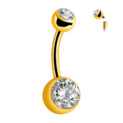 Ombligo Piercing de Titan con bolas de cristal Chapado en Oro
