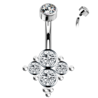 Piercing para Ombligo de Titanio ASTM F136 con Premium Cubic Zirconia