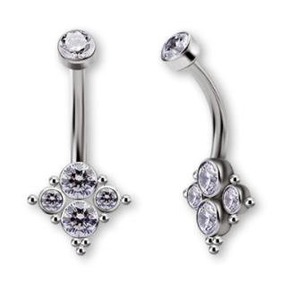 Piercing para Ombligo de Titanio ASTM F136 con Premium Cubic Zirconia