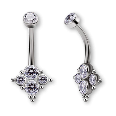 Piercing para Ombligo de Titanio ASTM F136 con Premium Cubic Zirconia