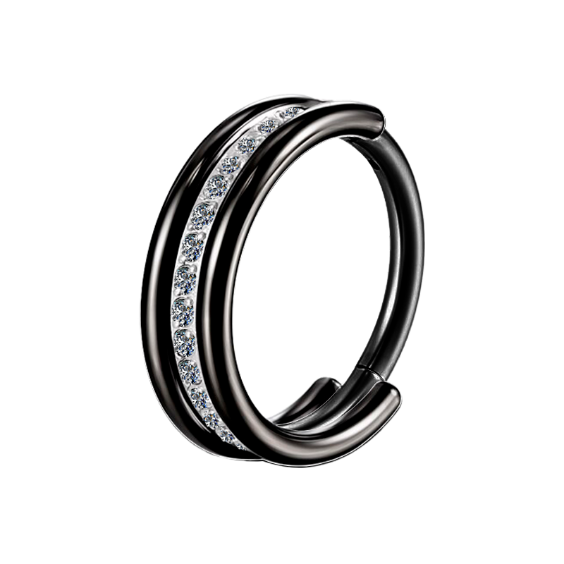 Aro triple con bisagra y circonitas cúbicas
