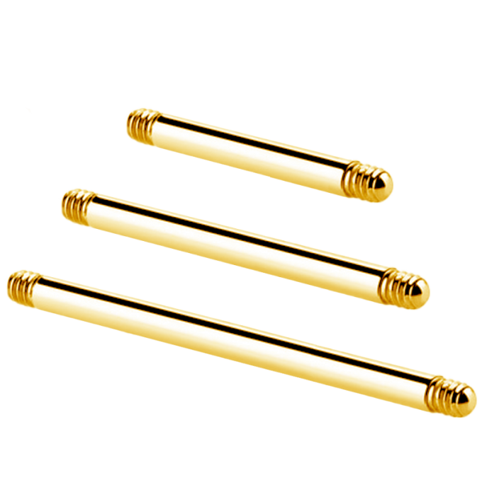 Barras de Titanio ASTM F136 Bañadas en Oro 24k de Rosca Externa