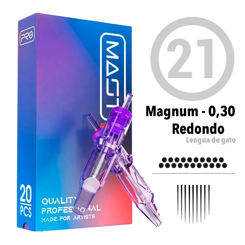 21RM Agujas de tatuajes de cartuchos MAST round magnum