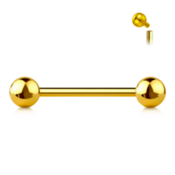 Piercing Industrial Barbell de Titanio Bañado en Oro de Rosca Interna