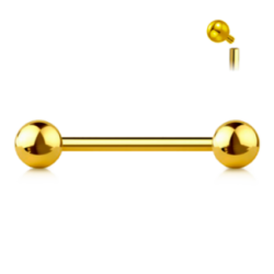 Piercing Industrial Barbell de Titanio ASTM F136  Bañado en Oro 24K de Rosca Interna