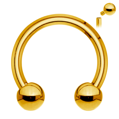 Circular Barbell de Titanio Bañado en Oro de Rosca Interna