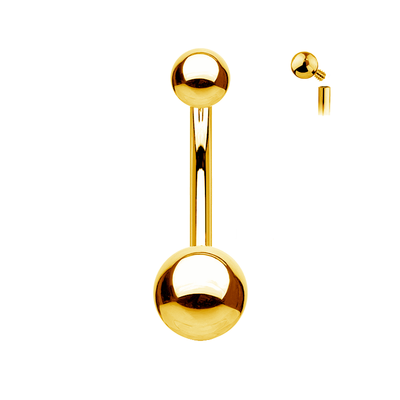Piercing Ombligo de Titanio Bañado en Oro de Rosca Interna