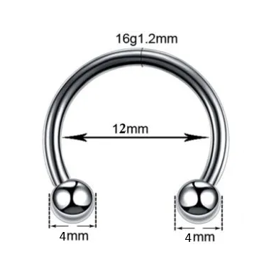 Circular Barbells de Acero Quirúrgico-1.2X12X4MM