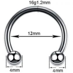 Circular Barbells de Acero Quirúrgico-1.2X12X4MM