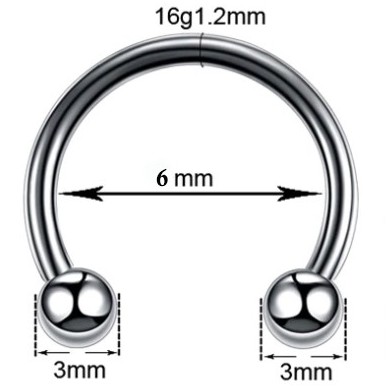 Circular Barbells de Acero Quirúrgico-1.2X6X3MM