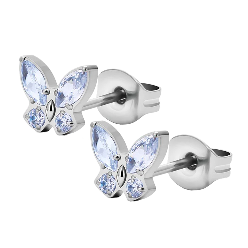 Pendientes de Titanio ASTM F136 estilo Mariposa con Cristales