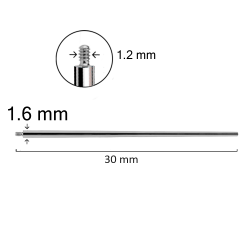 PIN Insertion de titanio ASTM F-136 para piercings roscado internamente 1.2/1.6mm