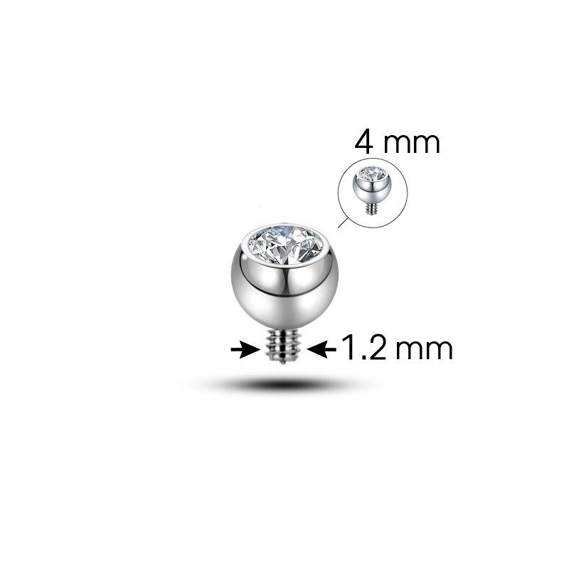 Bolas de Titanio con Cristal de Rosca Interna - 1.6mm