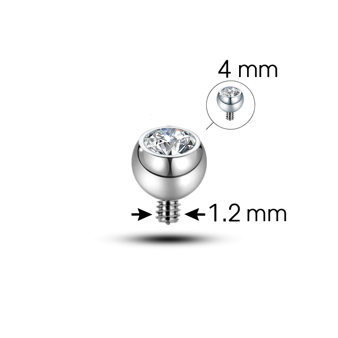 Bolas de Titanio con Cristal de Rosca Interna - 1.6mm