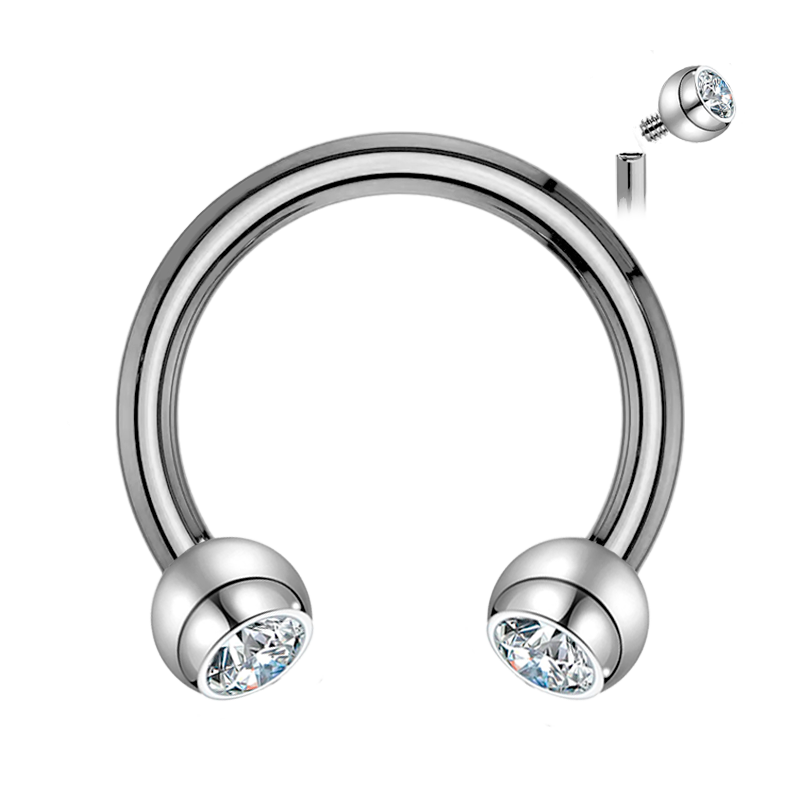 Piercing Circular Barbell Rosca Interna de Titanio con Piedra Brillante
