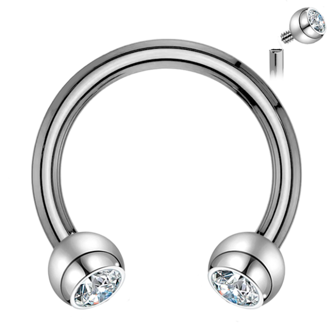 Piercing Circular Barbell Rosca Interna de Titanio con Piedra Brillante