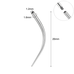 Pin de Insertion Curvado de Titanio para Piercing de Rosca Externa - 1.6mm