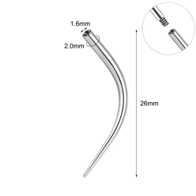 Pin de Insertion Curvado de Titanio para Piercing de Rosca Externa - 2.0mm