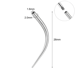 Pin de Insertion Curvado de Titanio para Piercing de Rosca Externa - 2.0mm