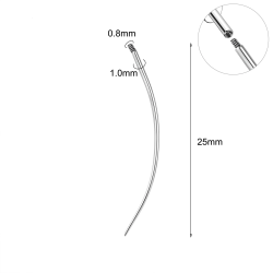 Pin de Insertion Curvado de Titanio para Piercing de Rosca Interna - 0.8/1.0mm