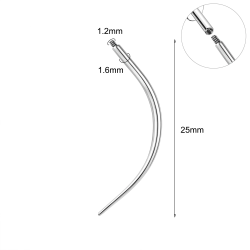 Pin de Insertion Curvado de Titanio para Piercing de Rosca Interna - 1.2/1.6mm