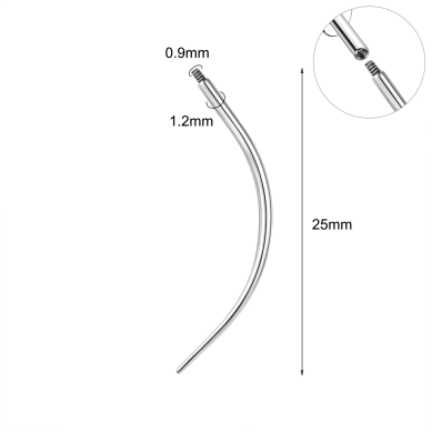 Pin de Insertion Curvado de Titanio para Piercing de Rosca Interna - 0.9/1.2mm