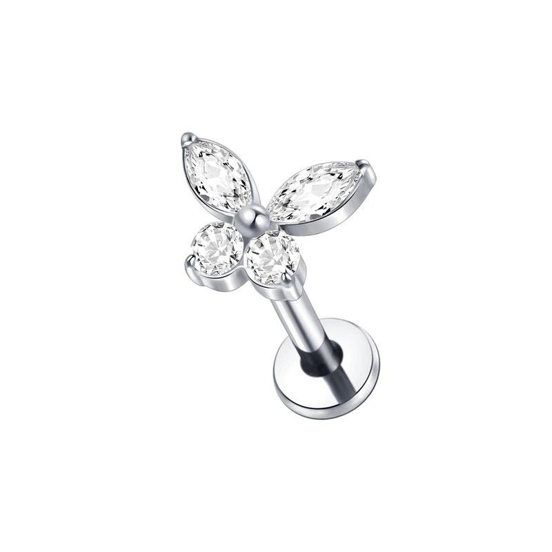 Hélix de Titanio con Mariposa y Brillantes