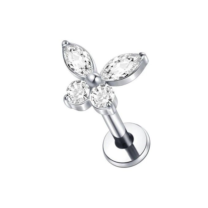 Hélix de Titanio con Mariposa y Brillantes