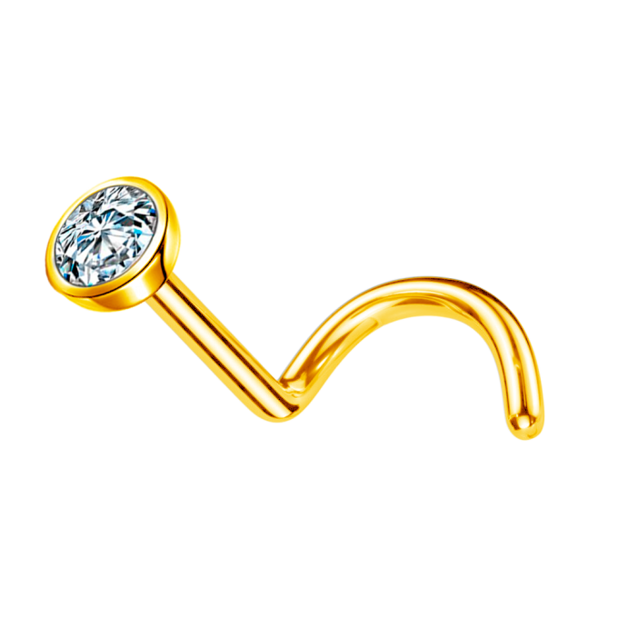 Nostril de Acero Quirúrgico Bañado en Oro con Cristal Premium Zirconia