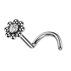 Piercing para Nariz de Titanio ASTM F-136 estilo Flor y Cristal Premium Zirconia