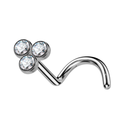 Piercing para Nariz de Titanio ASTM F-136 con Tres Cristales Premium Zirconia