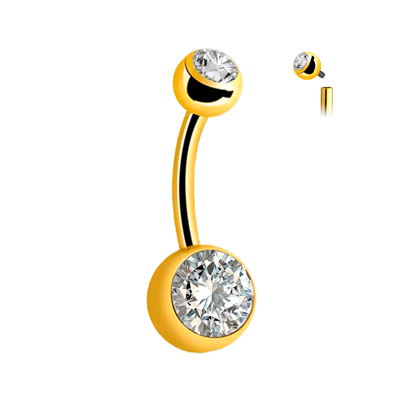 Piercing para Ombligo de Titan y Bolas de Cristal