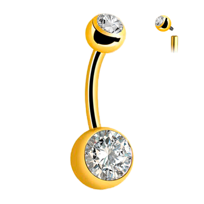 Piercing para Ombligo de Titan y Bolas de Cristal