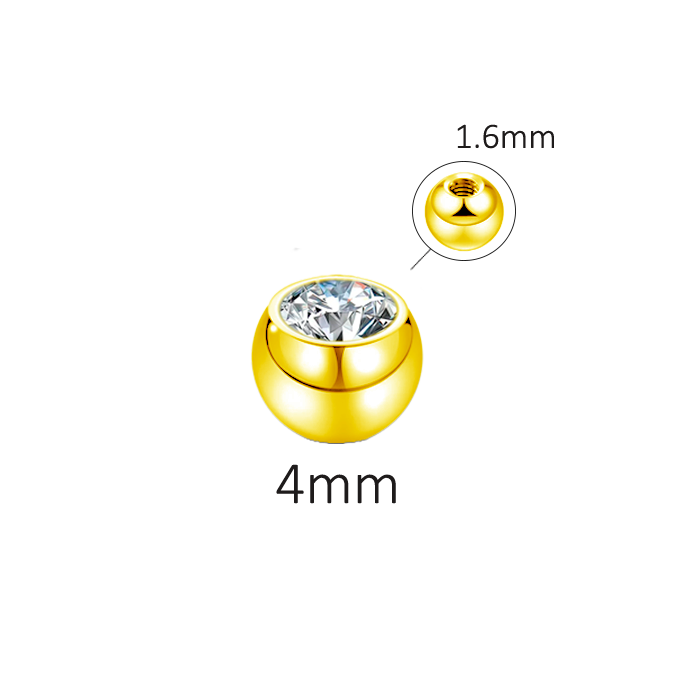 Bola de Acero Quirúrgico con Cristal - 1.6x4mm