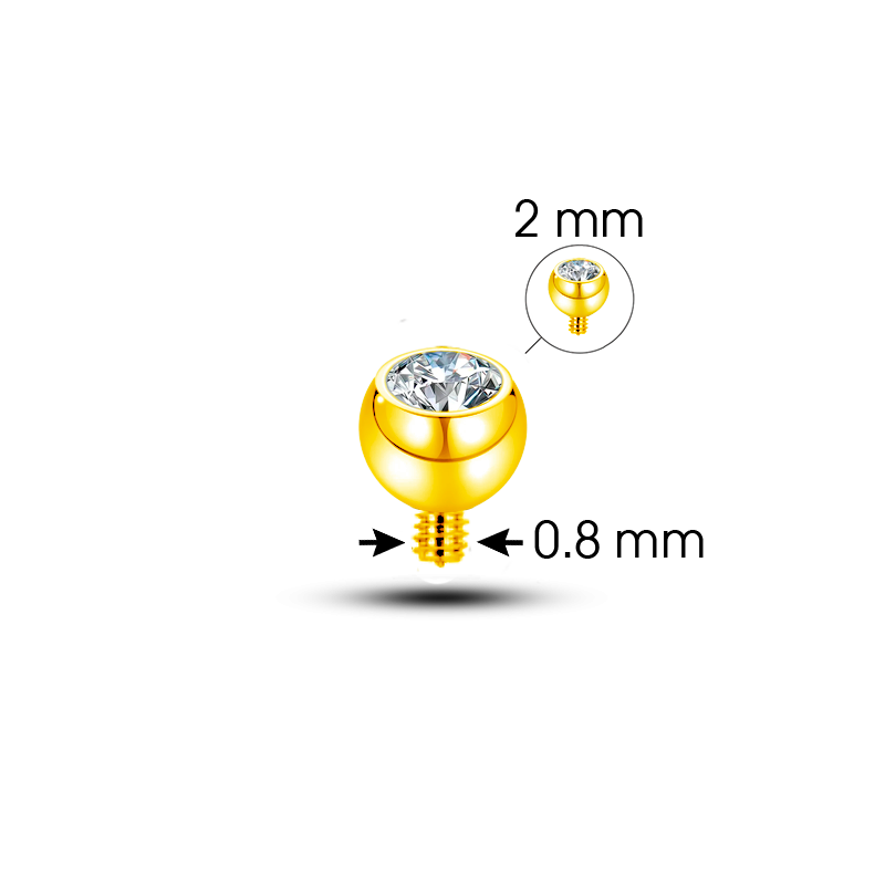 Bolas de Titanio Bañado en Oro con Cristal Premium Zirconia - 0.8mm