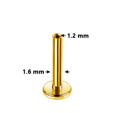 Base Labret de Titanio ASTM F136 Bañado en Oro 24K