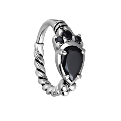 Anillo de Acero Quirúrgico con bisagra y cristal en forma de lágrima