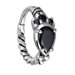 Anillo de Acero Quirúrgico con bisagra y cristal en forma de lágrima