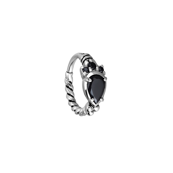 Anillo de Acero Quirúrgico con bisagra y cristal en forma de lágrima