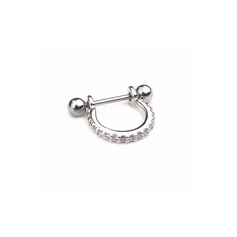 Anillo de Acero Quirúrgico con Cristales Premium Zirconia y Micro Barbell