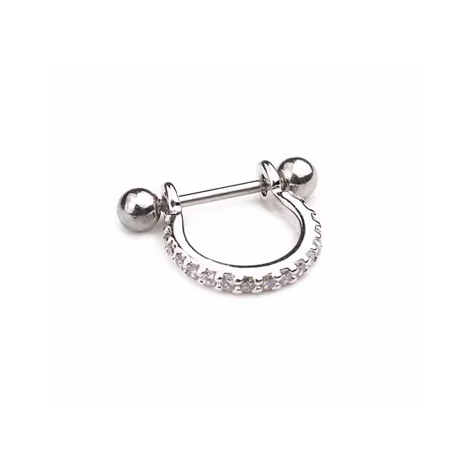 Anillo de Acero Quirúrgico con Cristales Premium Zirconia y Micro Barbell