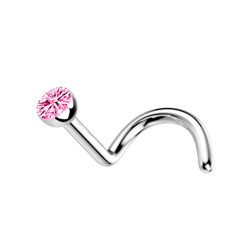 Nostril de Acero Quirúrgico con Cristal Rosa Premium Zirconia