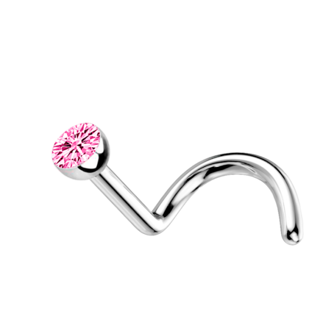Nostril de Acero Quirúrgico con Cristal Rosa Premium Zirconia