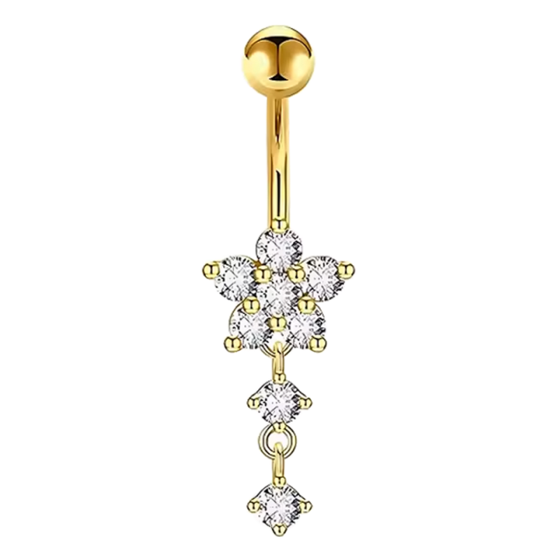 Ombligo de Acero Inoxidable 316L con Cristales Estilo Flor