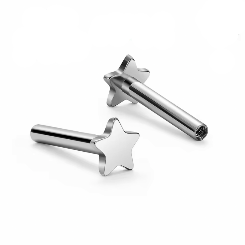 Base Labret de Titanio con Rosca Interna Estilo Estrella