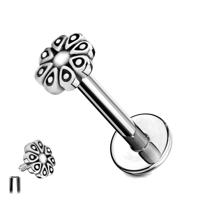 Piercing Hélix de Acero Quirúrgico estilo Flor Tribal